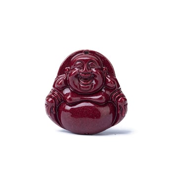Természetes cinnabar Buddha Amitábha medálos nyaklánc
