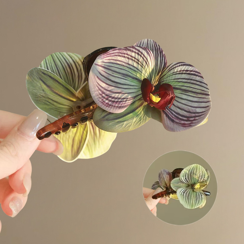 Phalaenopsis orchidea hajcsipesz nőknek, nagy méretű virág textilből, kézzel készített