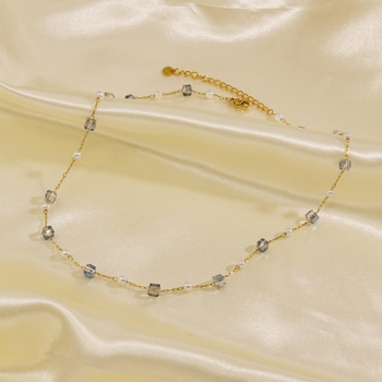 Set de bijuterii cu mărgele de cristal: colier, brățară și brățară de gleznă