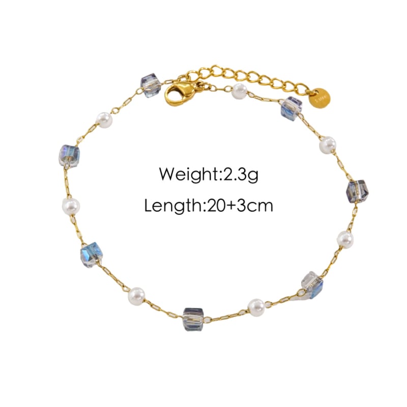 Set de bijuterii cu mărgele de cristal: colier, brățară și brățară de gleznă
