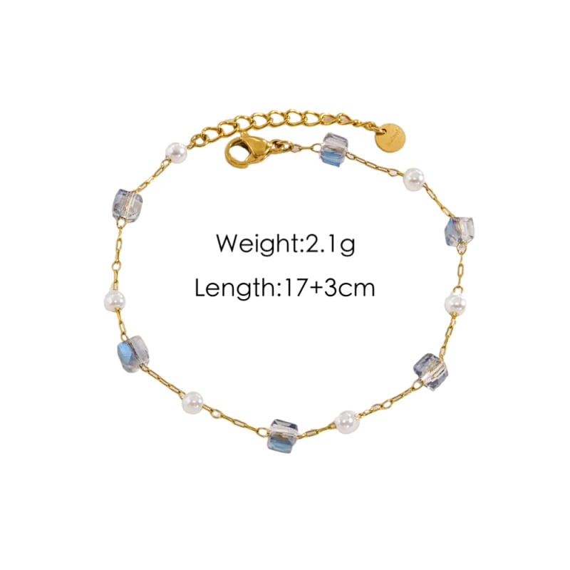 Set de bijuterii cu mărgele de cristal: colier, brățară și brățară de gleznă