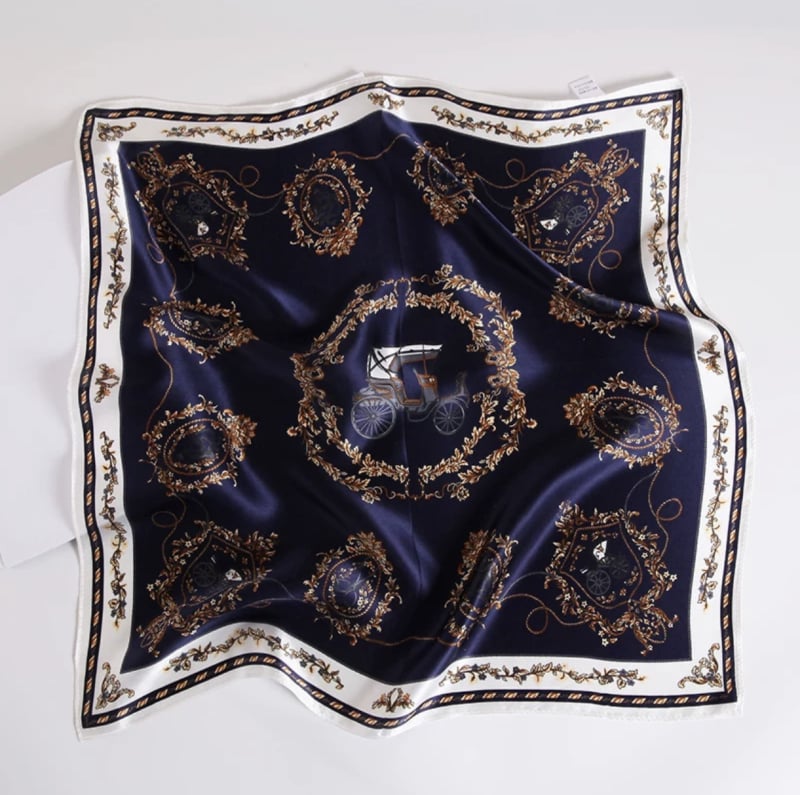 French Carriage Mulberry Silk négyszögletű sál, 53x53 cm, férfiak számára sokoldalú nyak- és vállsál, luxus ajándék