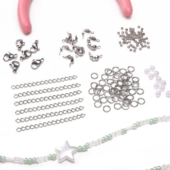 Kristály karkötő DIY eszközkészlet: átlátszó damillal, ollóval és huzallal