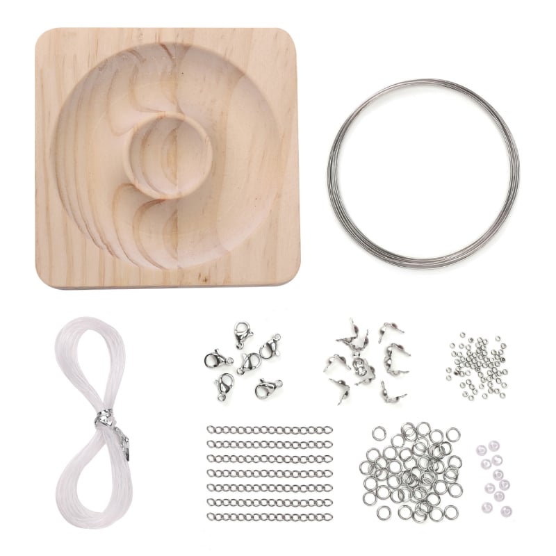Kristály karkötő DIY eszközkészlet: átlátszó damillal, ollóval és huzallal