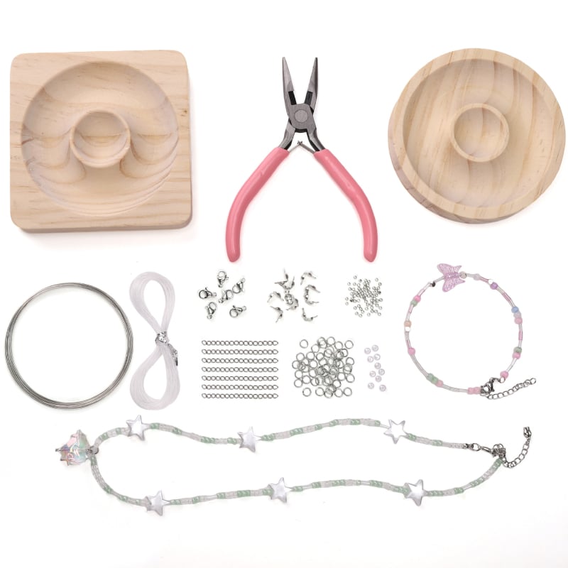 Kristály karkötő DIY eszközkészlet: átlátszó damillal, ollóval és huzallal