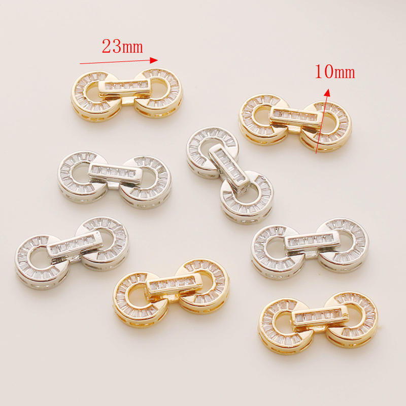 14K aranyozott, cirkóniummal bevont kettős körkapocs nyaklánc- és karkötőhöz – DIY ékszer kiegészítő