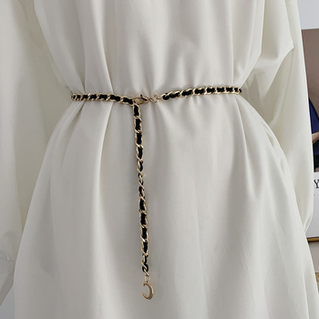 Lanț talie din metal împletit, nuanță auriu, stil european și american, pentru femei, accesoriu decorativ pentru fuste