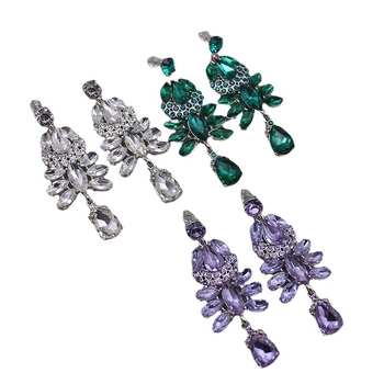 Leveles mintázatú rhinestone fülbevalók, 925-ös ezüst tüske, ALOD ékszerek