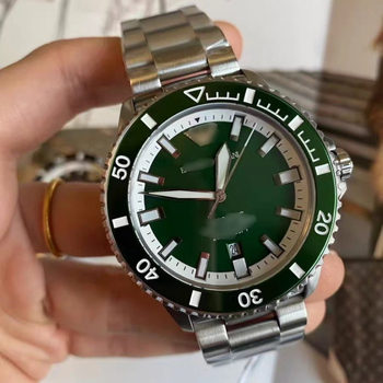 Ceas bărbătesc din seria Green Water Ghost, mecanic, rezistent la apă 50 m, cadran luminos, calendar, carcasă 42,5 mm, brățară din oțel inoxidabil