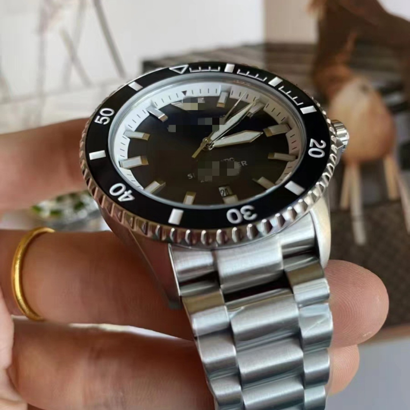 Ceas bărbătesc din seria Green Water Ghost, mecanic, rezistent la apă 50 m, cadran luminos, calendar, carcasă 42,5 mm, brățară din oțel inoxidabil