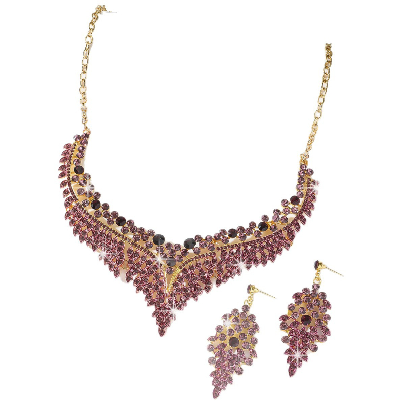 Set colier și cercei din aliaj – inspirație vintage, design rafinat pentru ținute de seară