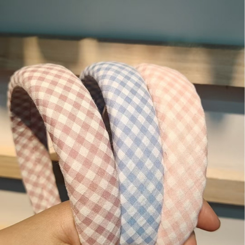 Akadémikus stílusú hajpánt klasszikus kockás mintával, koreai ihletésű mindennapi hajkiegészítő