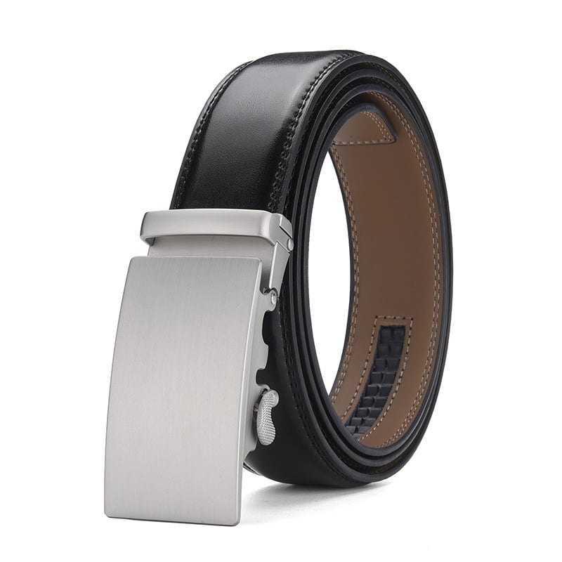 Curea de bărbați din piele naturală, finisaj neted, stil business simplu, logo personalizabil