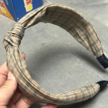 Diademă vintage în carouri, bandă de păr cu coroană înaltă pentru femei, accesoriu pentru păr, agrafă, elegant și la modă, aspect tineresc