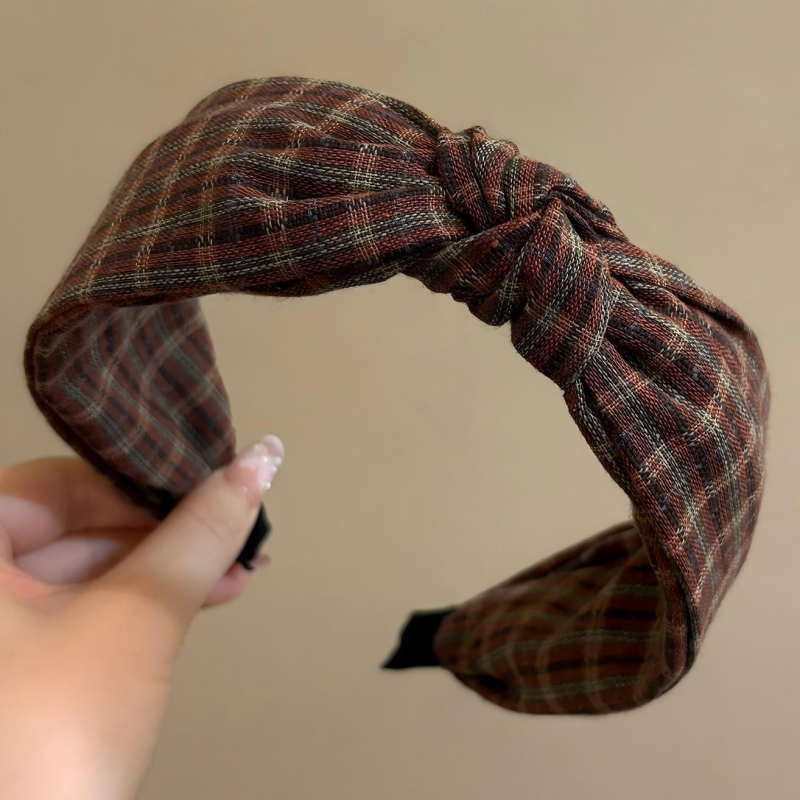 Diademă vintage în carouri, bandă de păr cu coroană înaltă pentru femei, accesoriu pentru păr, agrafă, elegant și la modă, aspect tineresc