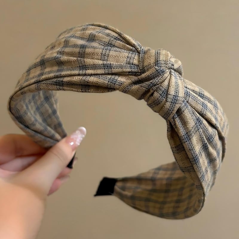 Diademă vintage în carouri, bandă de păr cu coroană înaltă pentru femei, accesoriu pentru păr, agrafă, elegant și la modă, aspect tineresc