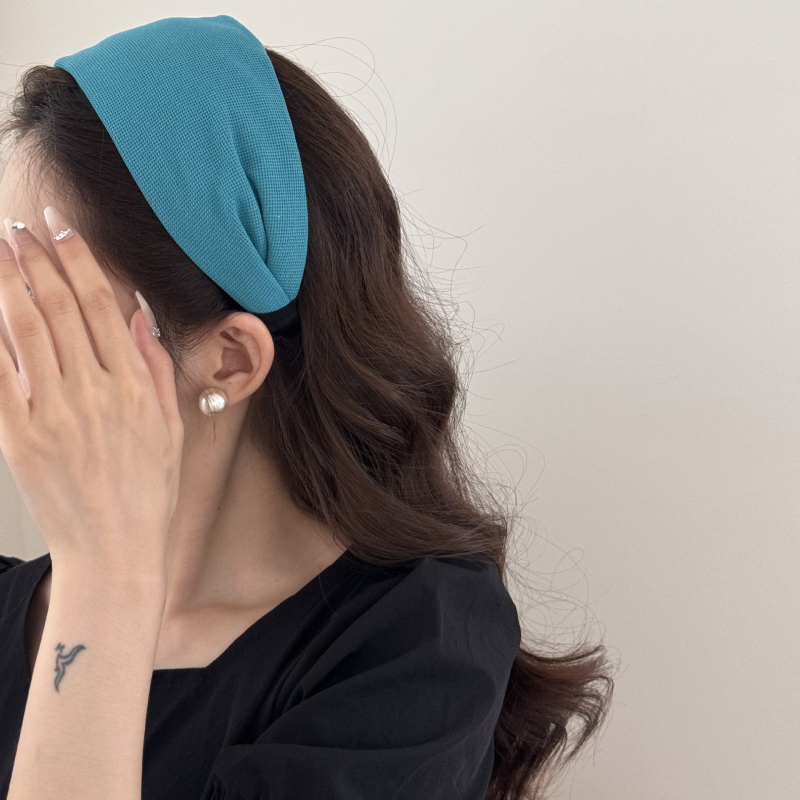 Bandă de păr vintage coreeană minimalistă, lată, confortabilă, culoare solidă, coroană înaltă, stil blogger, pentru femei
