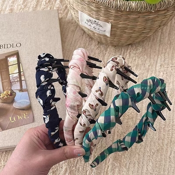 Diademă vintage cu dinți în valuri, bandă de păr din țesătură pentru femei, accesoriu elegant anti-derapant pentru îngrijire facială