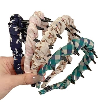 Diademă vintage cu dinți în valuri, bandă de păr din țesătură pentru femei, accesoriu elegant anti-derapant pentru îngrijire facială