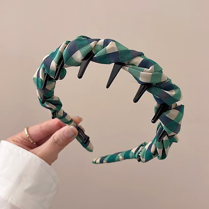 Diademă vintage cu dinți în valuri, bandă de păr din țesătură pentru femei, accesoriu elegant anti-derapant pentru îngrijire facială