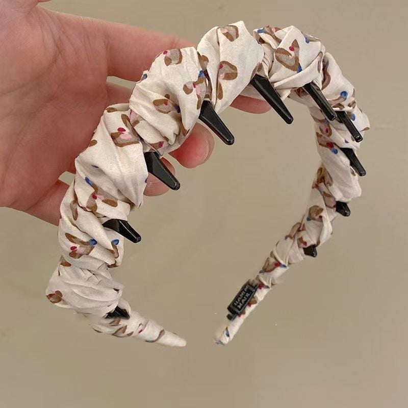 Diademă vintage cu dinți în valuri, bandă de păr din țesătură pentru femei, accesoriu elegant anti-derapant pentru îngrijire facială