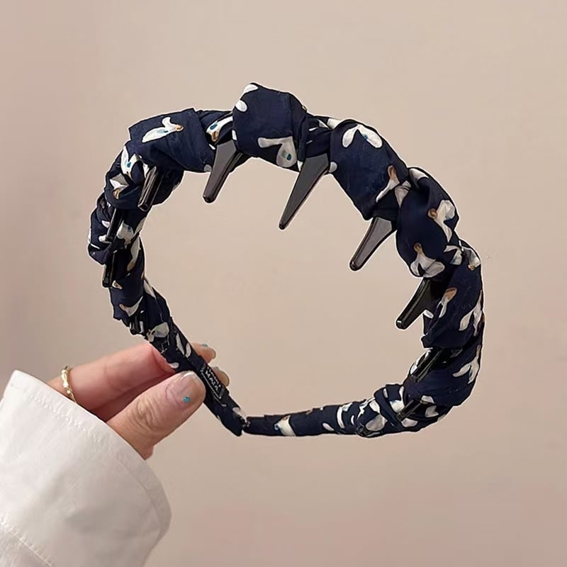 Diademă vintage cu dinți în valuri, bandă de păr din țesătură pentru femei, accesoriu elegant anti-derapant pentru îngrijire facială
