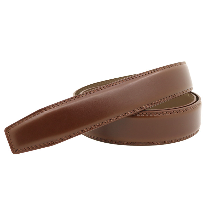 Curea pentru bărbați din piele naturală cu schimbare de culoare, fără cataramă, din piele de vită în două straturi, 120 cm lungime, 2-4 cm lățime