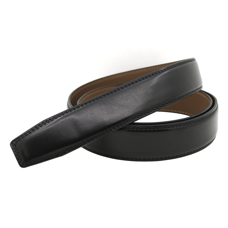 Curea pentru bărbați din piele naturală cu schimbare de culoare, fără cataramă, din piele de vită în două straturi, 120 cm lungime, 2-4 cm lățime