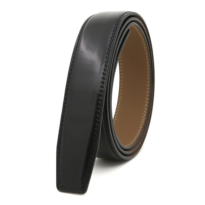 Curea pentru bărbați din piele naturală cu schimbare de culoare, fără cataramă, din piele de vită în două straturi, 120 cm lungime, 2-4 cm lățime