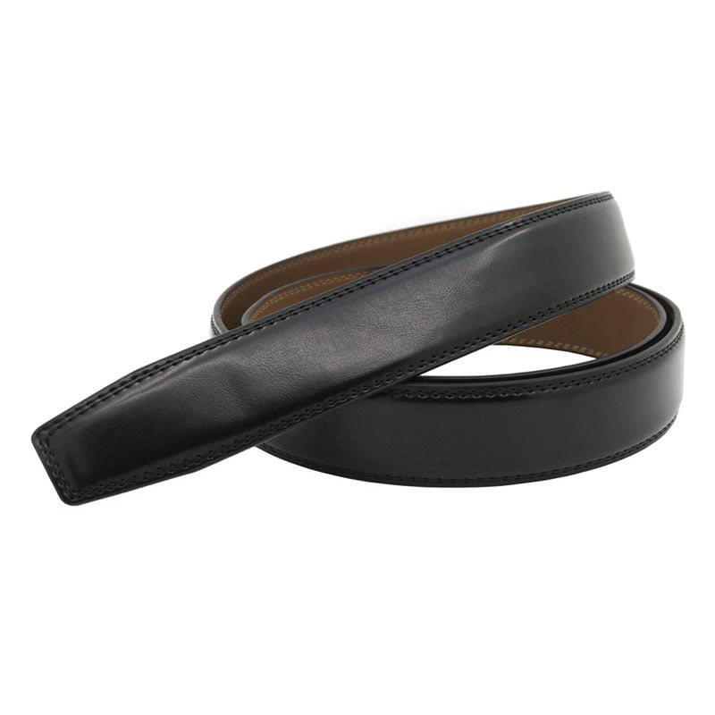 Curea pentru bărbați din piele naturală cu schimbare de culoare, fără cataramă, din piele de vită în două straturi, 120 cm lungime, 2-4 cm lățime