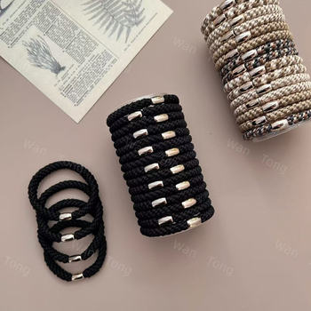 Magas rugalmasságú hajgumi, kézzel szőtt copfhoz, női elegáns hajdísz