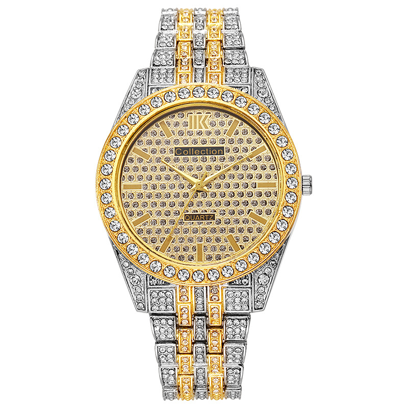 Férfi kvarcóra gyémánt-bevonattal, nagy számlap, római számok, csillagos számlap (40 mm)