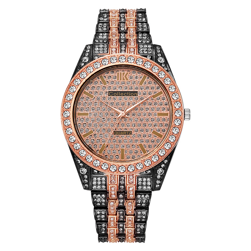 Férfi kvarcóra gyémánt-bevonattal, nagy számlap, római számok, csillagos számlap (40 mm)