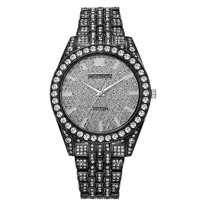Férfi kvarcóra gyémánt-bevonattal, nagy számlap, római számok, csillagos számlap (40 mm)