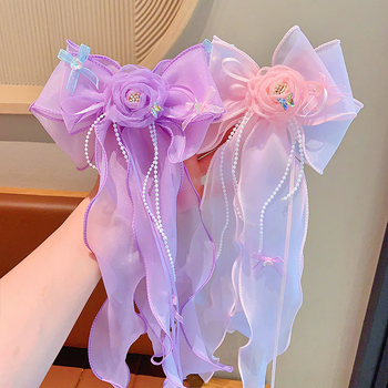Gyerekeknek készült hajcsat masnival, virágos 3D-s sellő hercegnő-design