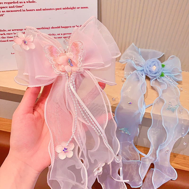 Gyerekeknek készült hajcsat masnival, virágos 3D-s sellő hercegnő-design