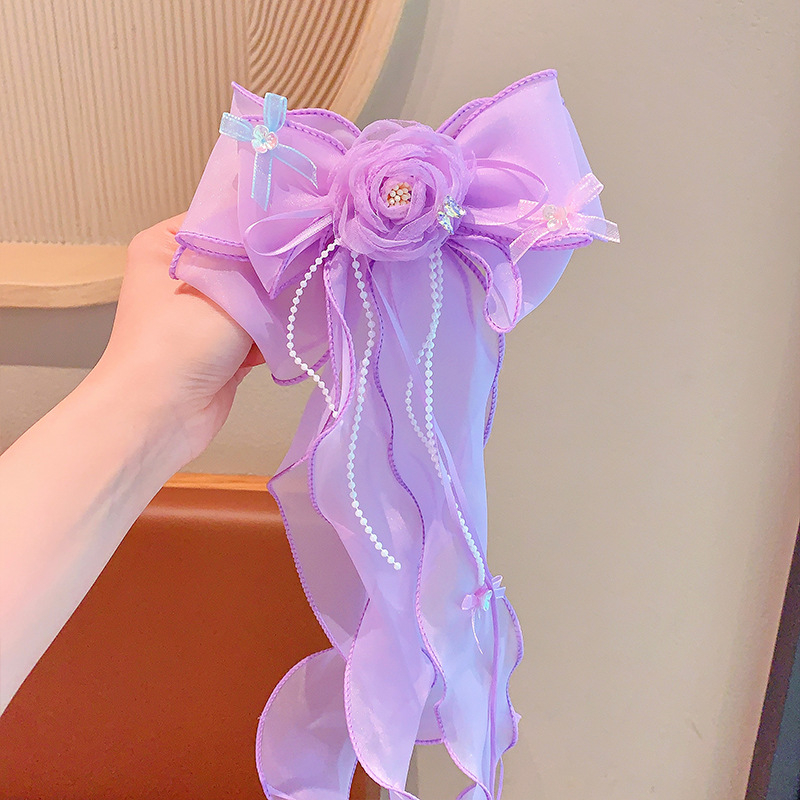 Gyerekeknek készült hajcsat masnival, virágos 3D-s sellő hercegnő-design