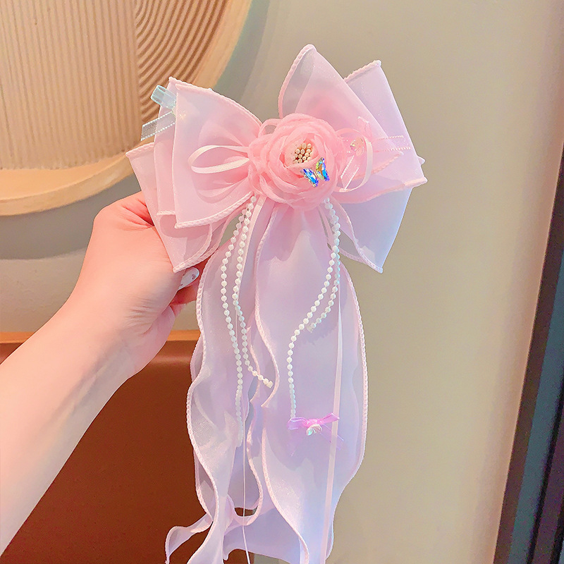Gyerekeknek készült hajcsat masnival, virágos 3D-s sellő hercegnő-design