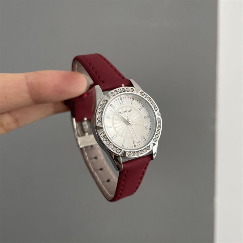 Ceas dama cu diamante pentru eleve liceu, cadran analog cu ace, stil retro casual, decor din strasuri, inspirat de Chanel