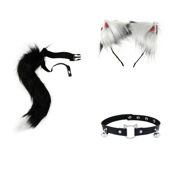Set urechi de animal și coadă pentru cosplay — urechi și coadă plușate, bandă pentru cap pentru petreceri