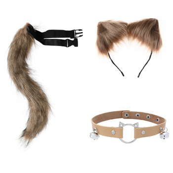 Set urechi de animal și coadă pentru cosplay — urechi și coadă plușate, bandă pentru cap pentru petreceri
