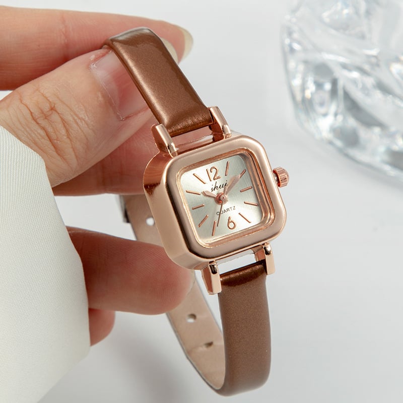 Zhenhuai Ceas dama pătrat retro cu cuarț – stil casual minimalist, cadran de 21 mm, curea PU