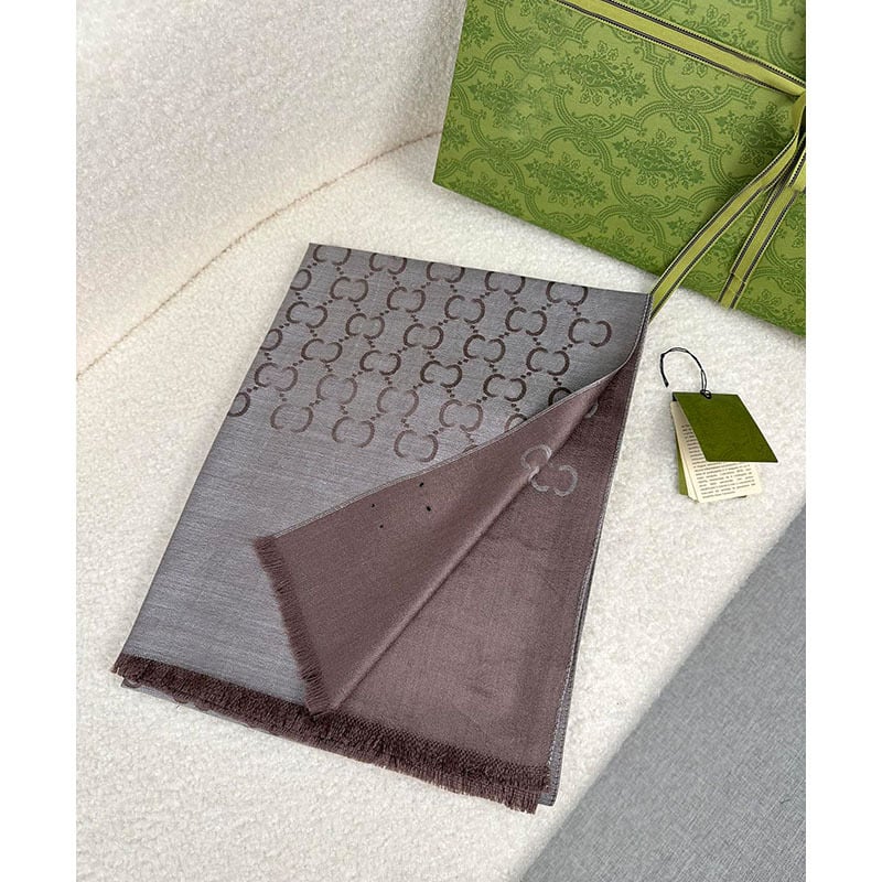 Jacquard gyapjúsál monogram mintával, kétoldalas, hosszú, meleg, uniszex