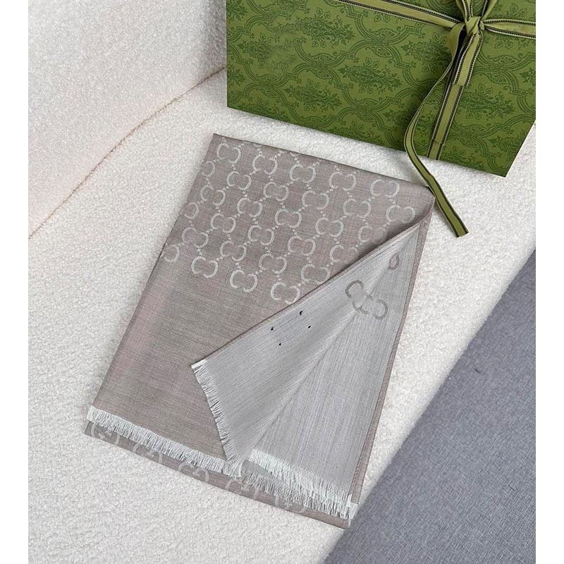 Jacquard gyapjúsál monogram mintával, kétoldalas, hosszú, meleg, uniszex