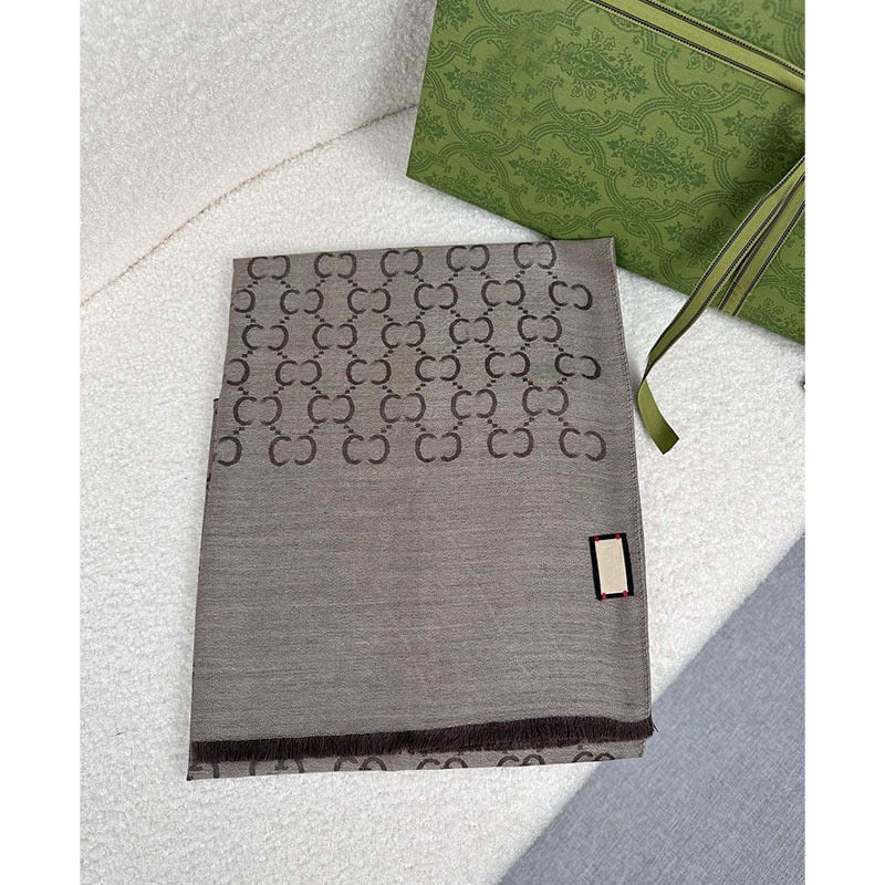 Jacquard gyapjúsál monogram mintával, kétoldalas, hosszú, meleg, uniszex