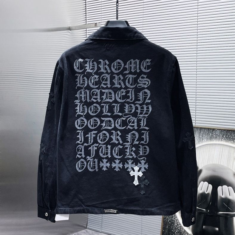 Jachetă de denim Klorin, unisex, croi lejer, patch din piele în formă de cruce, stil versatil – model nou greu