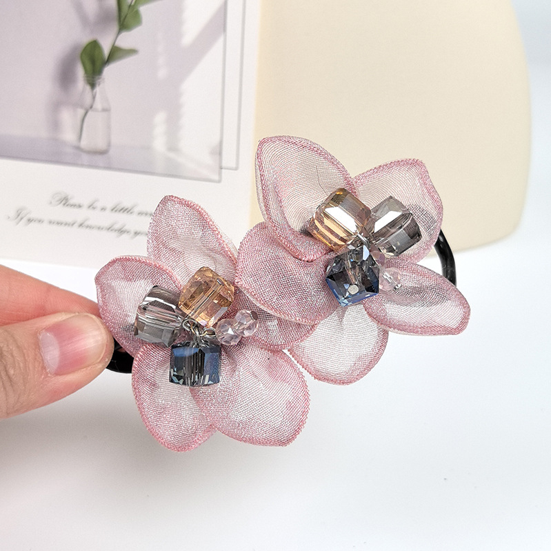 Kézzel készített organza virág hajcsat, nagy méret, elegáns fejékszer