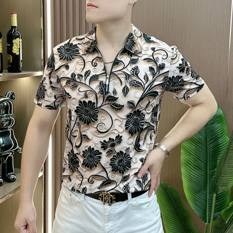 Designer kiadás: Férfi nyári slim-fit rövid ujjú polo ing, koreai stílusú gallér