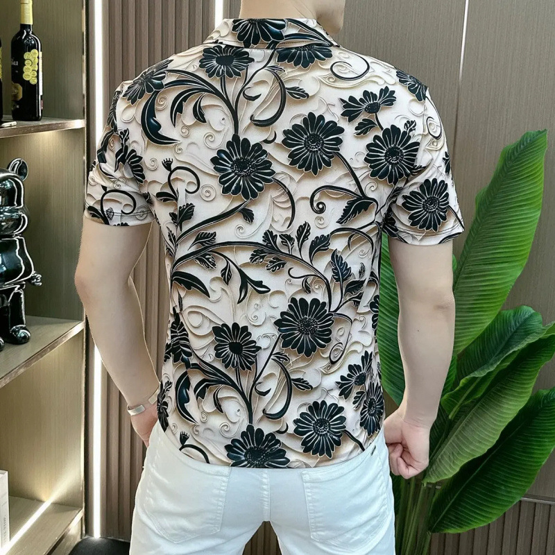 Designer kiadás: Férfi nyári slim-fit rövid ujjú polo ing, koreai stílusú gallér