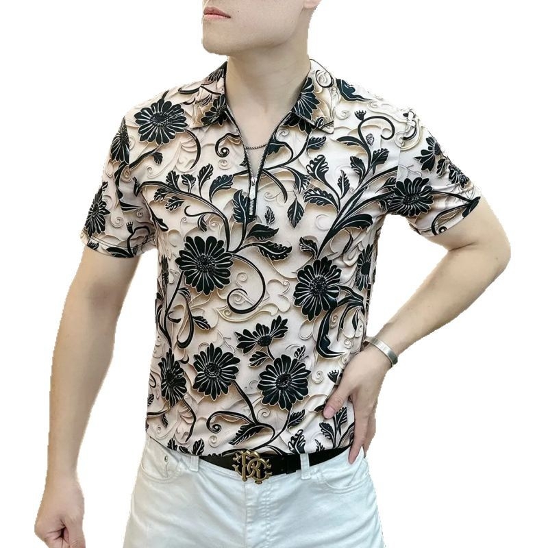 Designer kiadás: Férfi nyári slim-fit rövid ujjú polo ing, koreai stílusú gallér
